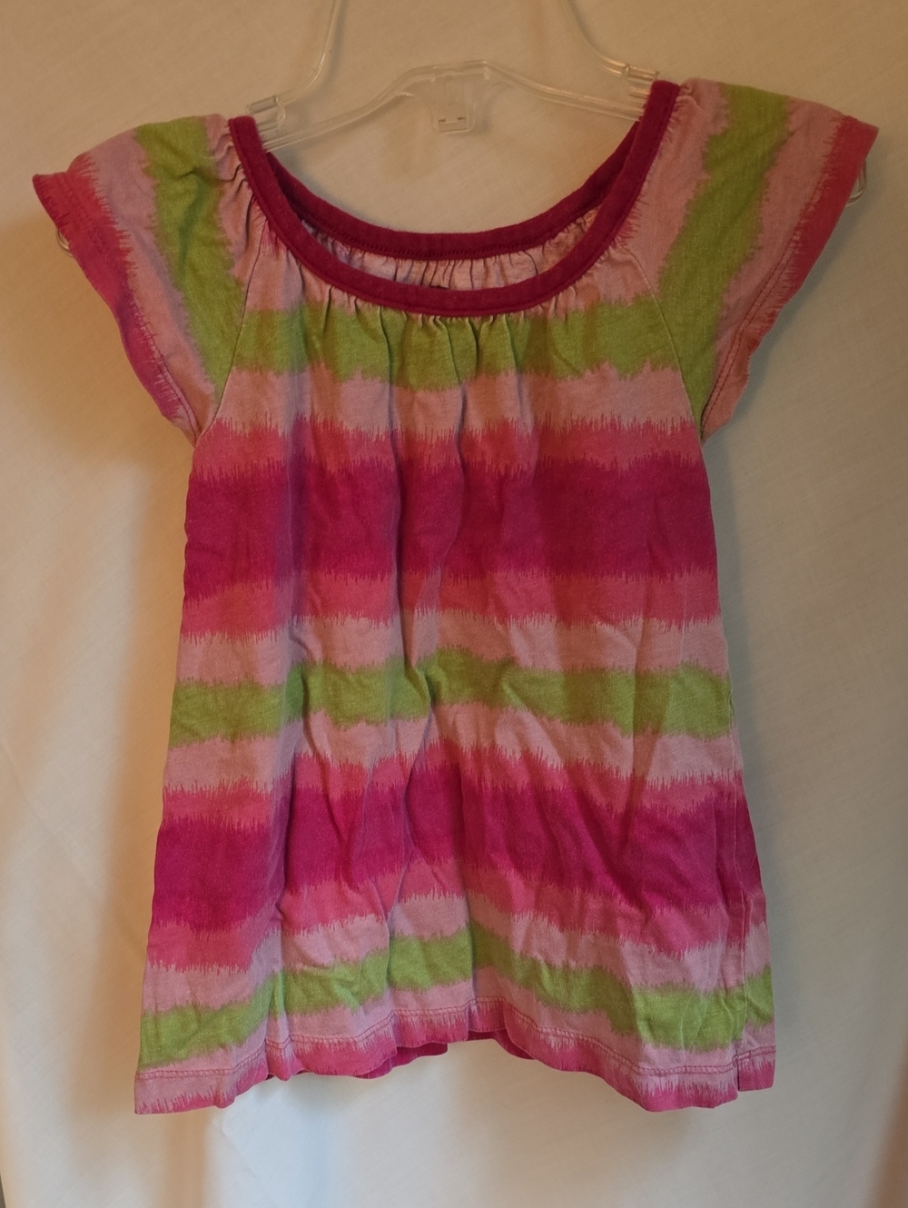 Tea Collection Pink, Light Pink & Green Striped Short Sleeve Tunic